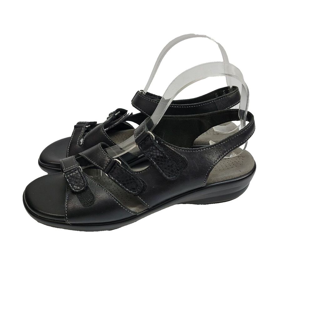 Sas Tabby Slingback  Wedge Sandals Black Sz 8